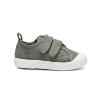 Pom Pom - Canvas Velcro Shoe // Light Olive